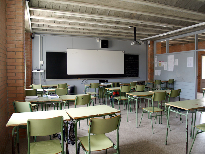Una aula de l'institut de Palamós, centre que imparteix estudis de batxillerat.