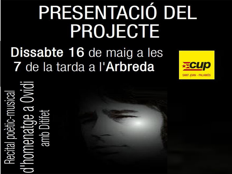 La CUP organitza demà a l'Arbreda un recital poètic-musical.