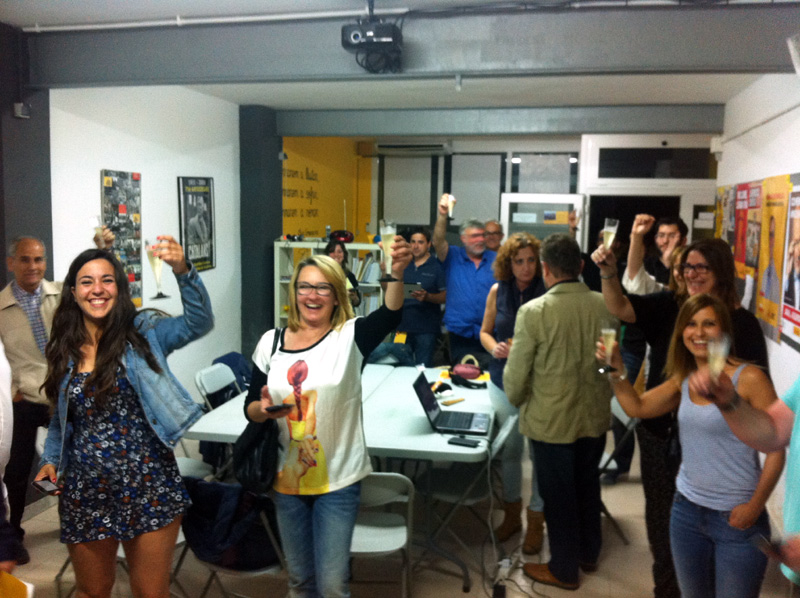 Celebració de la victòria al local d' ERC
