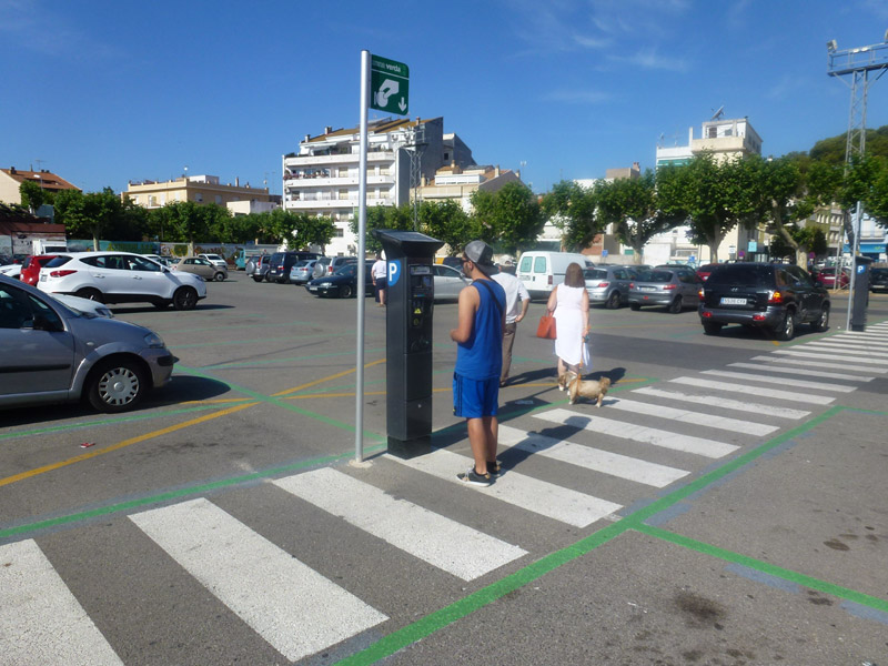 Un usuari utilitzant el parquímetre, aquest matí.
