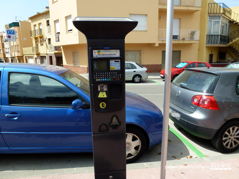 Un dels parquímetres a la zona verda de Mas Guàrdies.