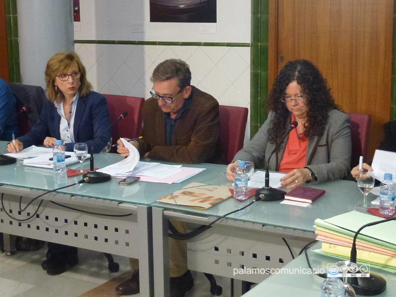 Joan Gea, al centre, durant un Ple de l'Ajuntament de Palamós.