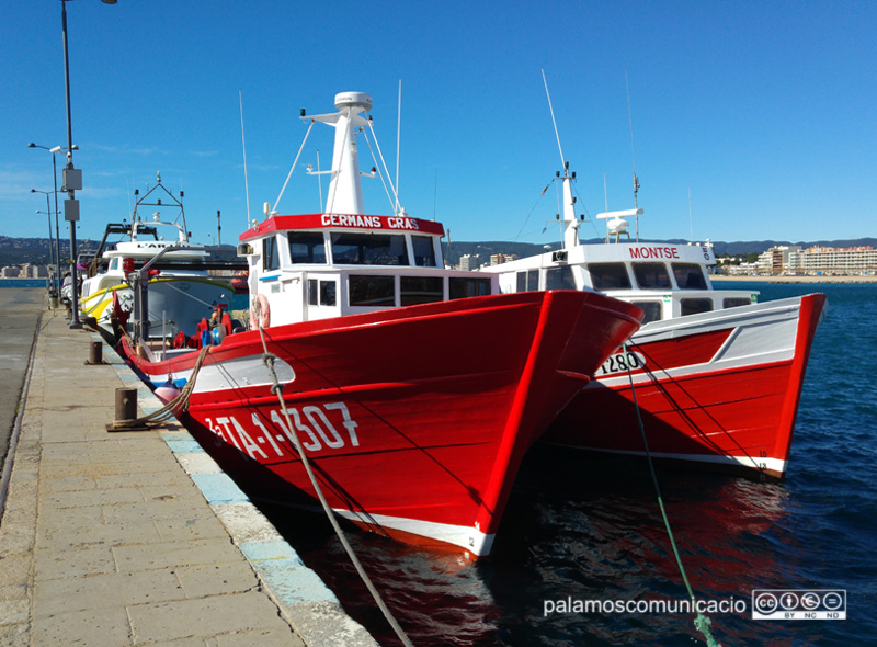 Dues embarcacions de pesca amarrades a port, aquest matí.