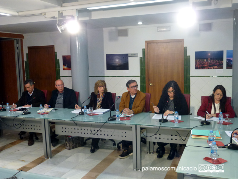 Els membres del grup municipal del PSC, ahir durant el Ple.
