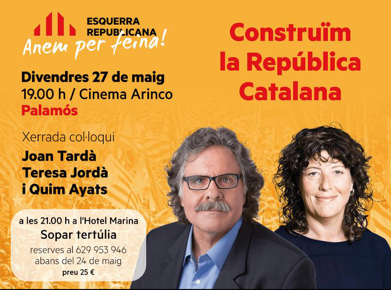 Joan Tardà i Teresa Jordà seran alguns dels protagonistes de l'acte d'ERC.