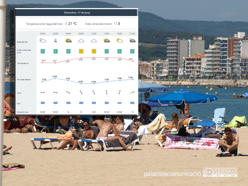 Model del tipus d'informació que l'app dóna de cada platja. (Gràfic: Generalitat de Catalunya).