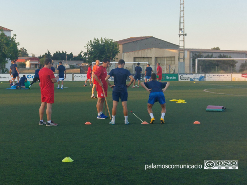 Una de les sessions d'entrenament que el Palamós CF ha fet aquesta setmana.