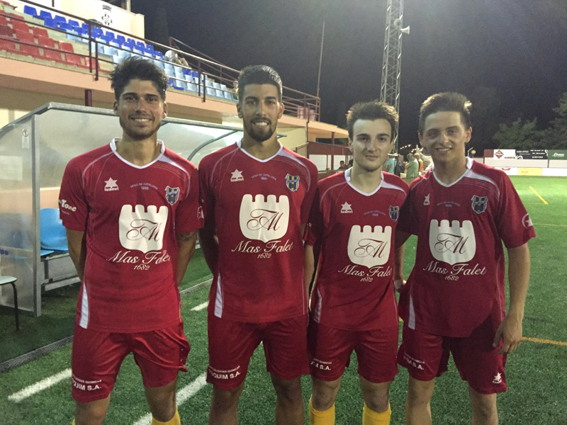 Els autors dels gols del partit d'ahir. (Foto: Ramon Ribas).
