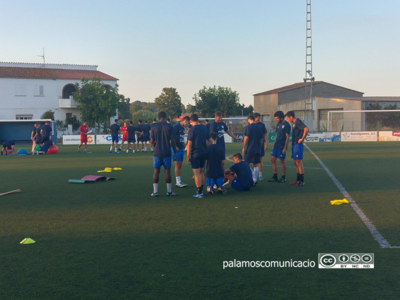 Un dels entrenaments del Palamós CF, aquesta pretemporada.