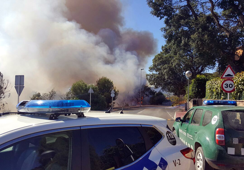 Una imatge de l'incendi d'ahir a Sant Antoni. (Foto: Alfons Bartolomé).