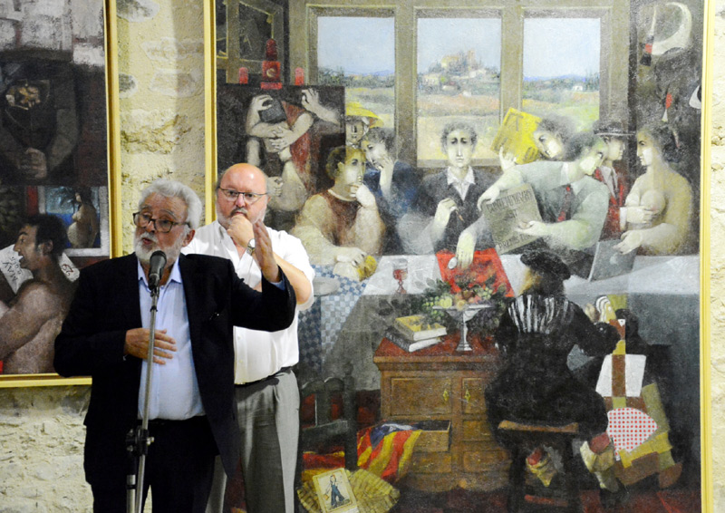 Àlvar Suñol, enn primer terme, el dia de la inauguració de l'exposició. (Foto: Ajuntament de Calonge).