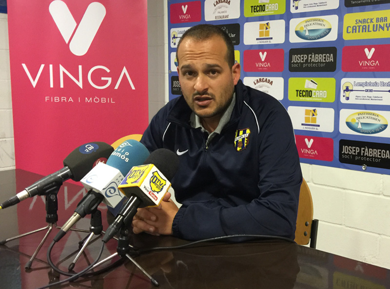 Joan Mármol, ahir en la roda de premsa del Palamós CF-UE Sant Andreu. (Foto: Ramon Ribas).