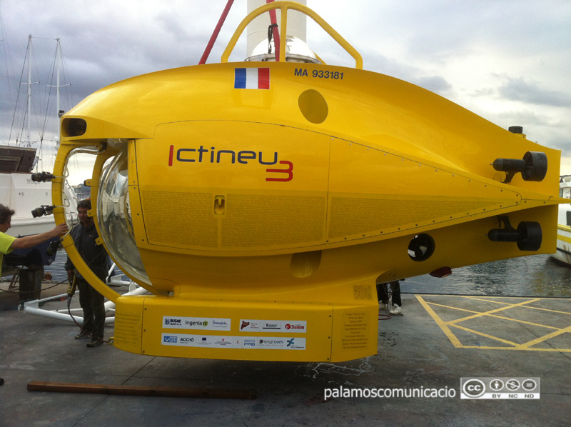 El submergible Ictineu 3, la setmana passada al port de Palamós.