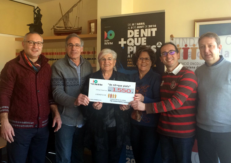 Lliurament del xec a la Fundació Oncolliga. (Foto: Fecotur).