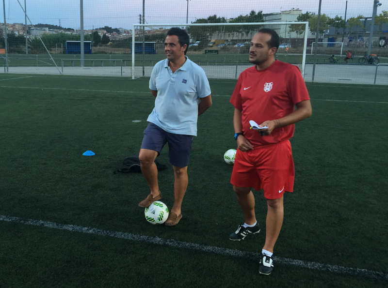El tècnic del Palamós CF, Joan Mármol, ja pot comptar amb els nous reforços per ajudar l'equip. (Foto: Ramon Ribas).