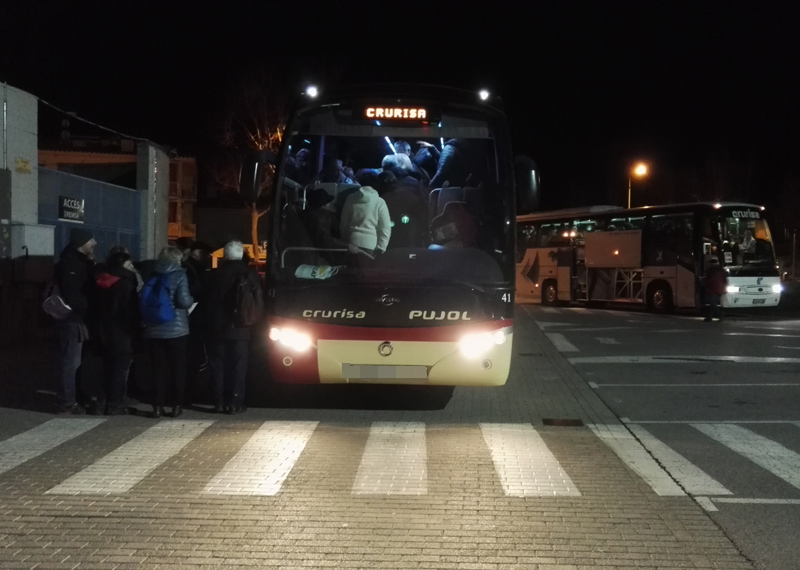 Sortida des de Palamós aquesta matinada dels autocars organitzats per l'ANC.