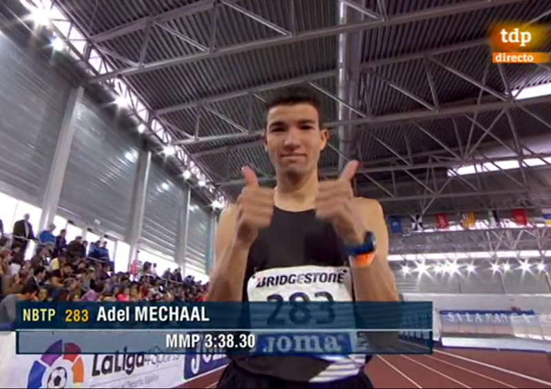 Adel Mechaal, campió d'Espanya de 3.000 metres en pista coberta. (Foto: Teledeporte).