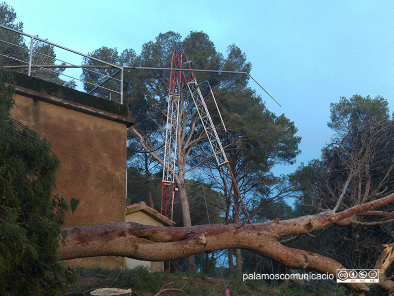 El vent ha fet caure l'antena de Ràdio Palamós aquesta matinada.