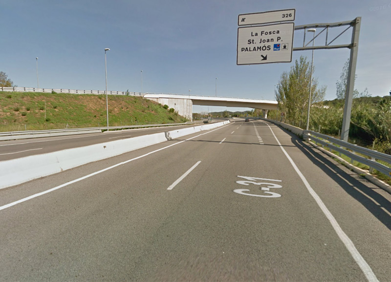 L'autovia C-31 al seu pas per Palamós, on ahir es va produir l'accident mortal.