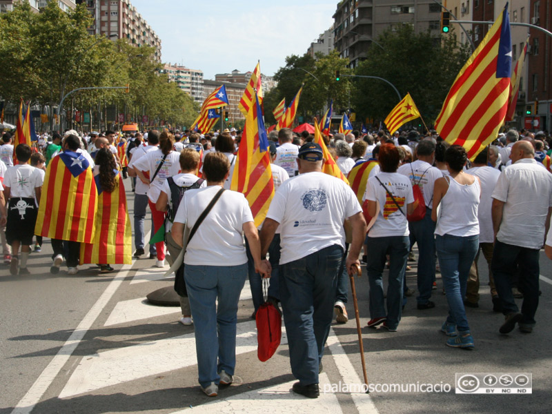 Mobilització ciutadana a Barcelona durant la Diada de l'Onze de Setembre.