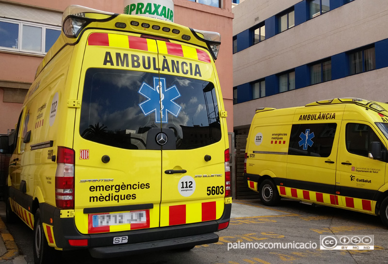 Ambulàncies de la nova concessió, a l'hospital de Palamós.