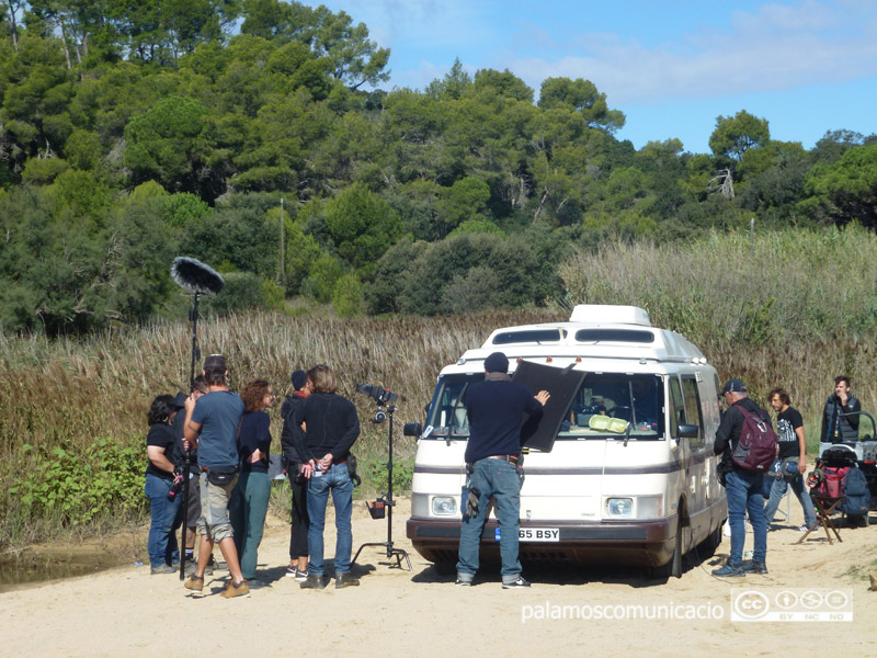 Una part de l'equip de rodatge, aquest matí a Castell.