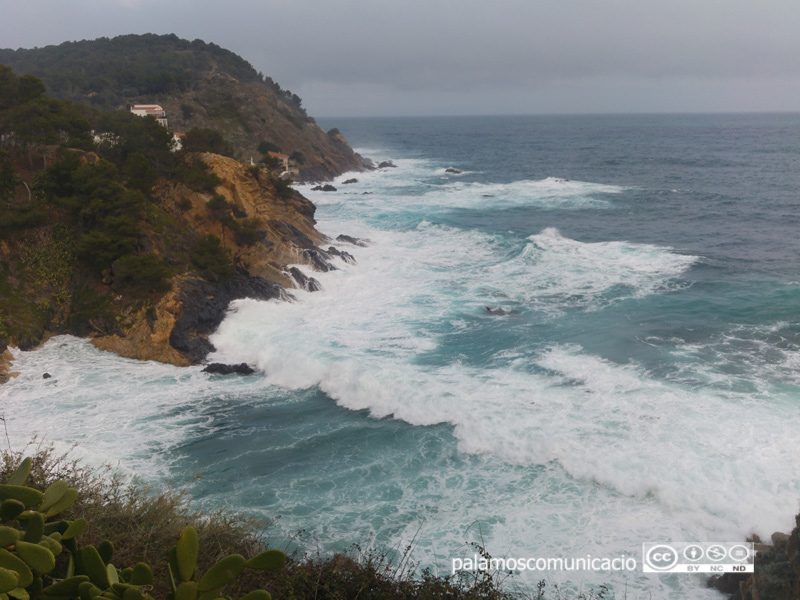 El temporal de Llevant a la zona de Cala Els Pots i Morro del Vedell, avui.