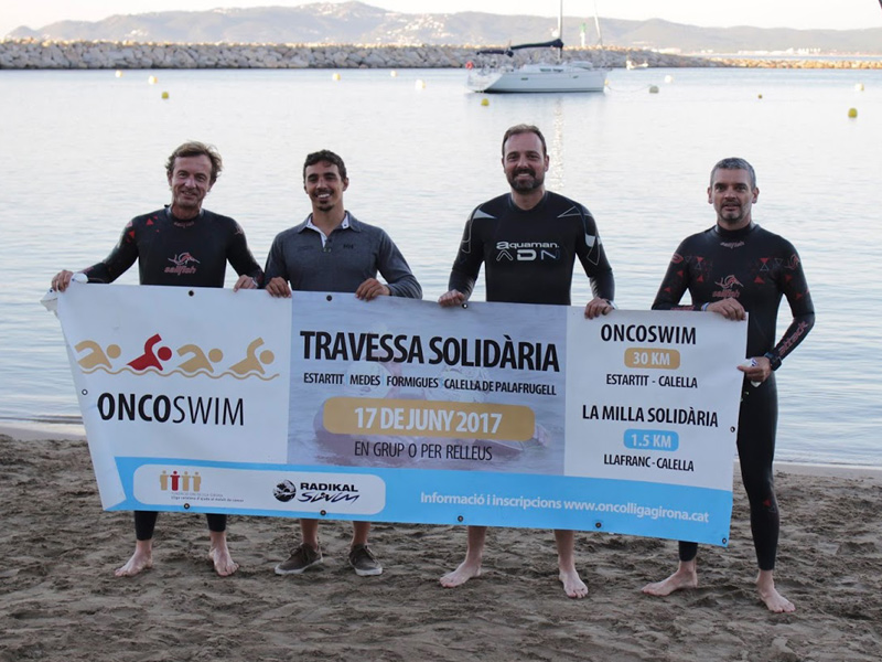 L'Oncoswim és una prova de relleus de 30 quilòmetres entre l’Estartit i Calella de Palafrugell. (Foto: Radikal Swim).
