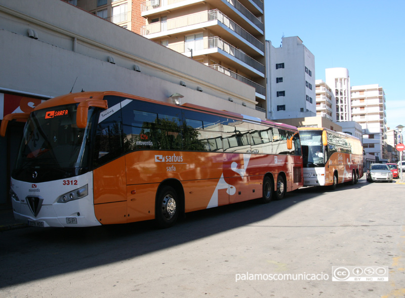 Actual estació d'autobusos, a la plaça de Catalunya de Palamós.