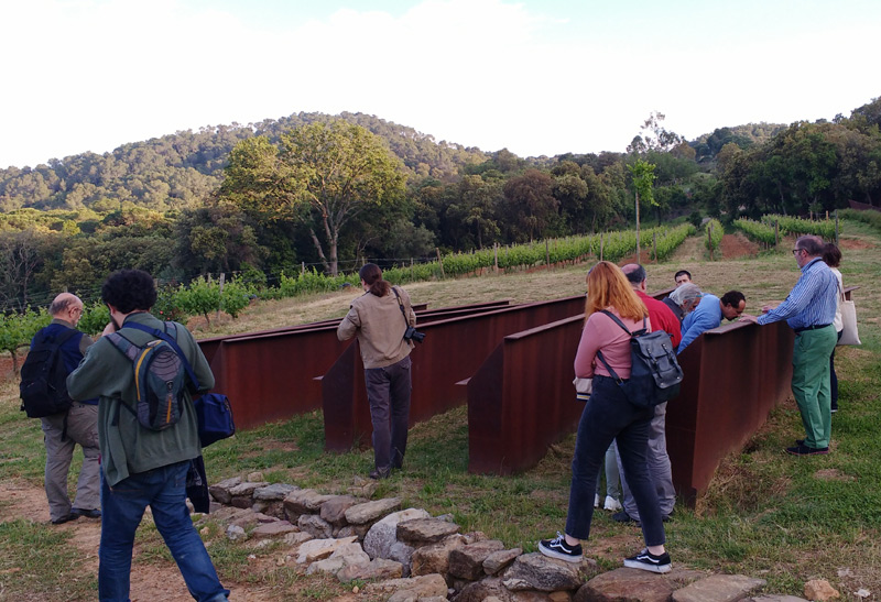 Els periodistes van visitar les vinyes del celler Brugarol, a Palamós. (Foto: Consell Comarcal del Baix Empordà).