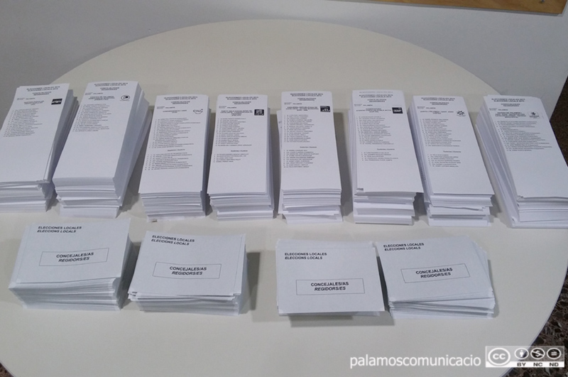 Paperetes de les candidatures a les passades eleccions municipals de Palamós.