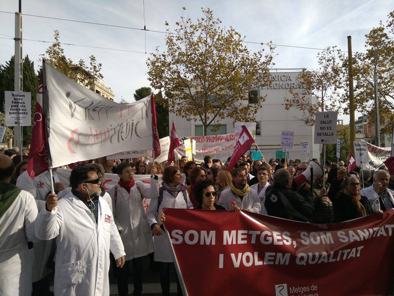 Mobilització de Metges de Catalunya en aquesta setmana de vaga. (Foto: metgesdecatalunya.cat)