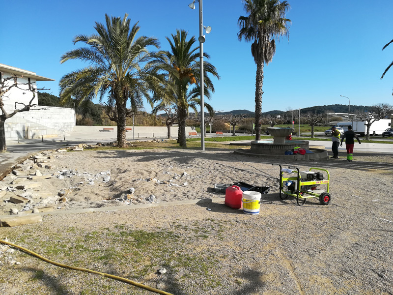 La reforma de la plaça de Vila-romà ja està en marxa. (Foto: Ajuntament de Palamós.