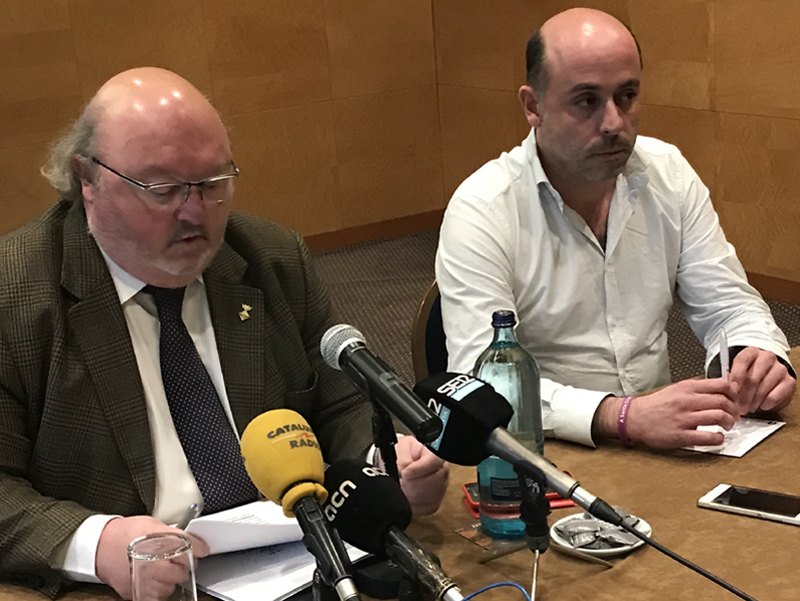 Jordi Soler, alcalde de Calonge i Sant Antoni i president del Consorci de la Costa Brava, amb Xavier Sala, alcalde de Santa Cristina d'Aro.