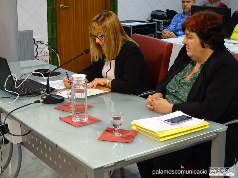 Clara Maymí, a l'esquerra de la imatge, com a secretària accidental, ahir al Ple.