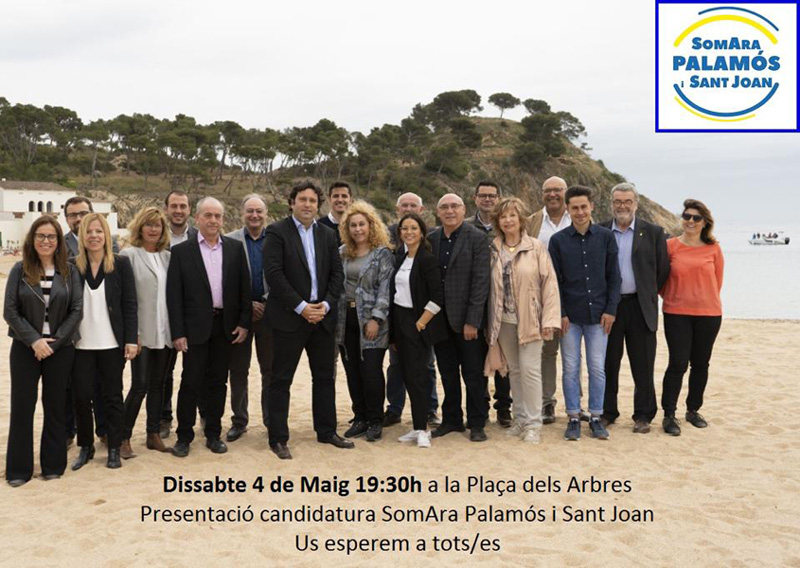Foto promocional de la candidatura de SomAra Palamós, a la platja de Castell.