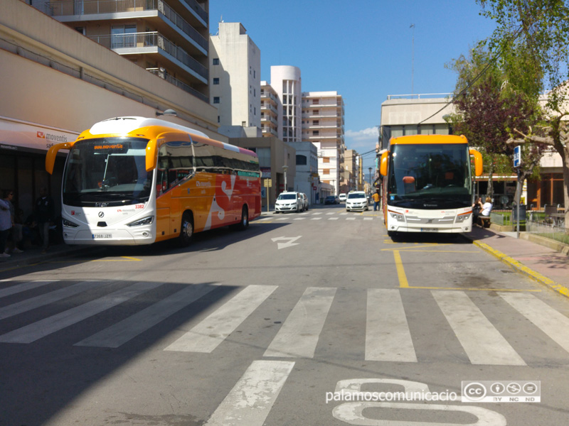 Actual estació d'autobusos, a la plaça de Catalunya de Palamós.