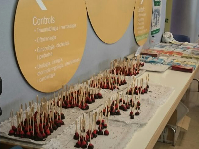 Maduixes amb xocolata contra el tabac, en la 'Setmana sense fum' de l'any passat.