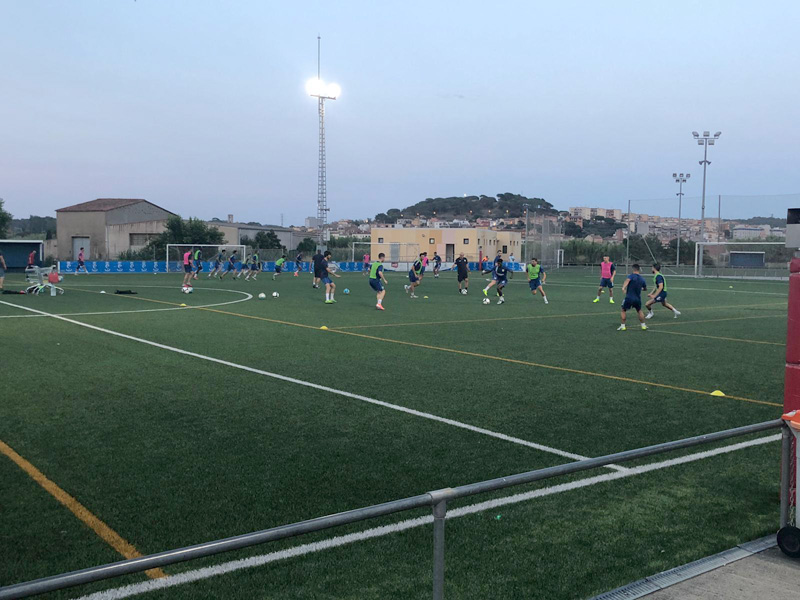 Un entrenament de pretemporada del Palamós CF. (Foto: Palamós CF).