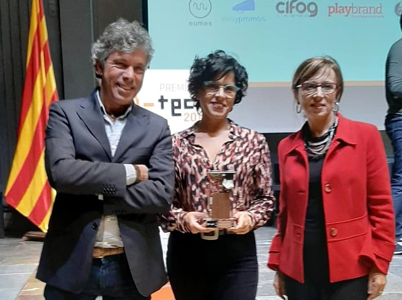 Miquel, Carme i Teresa Ferrés, de l'empresa Cherry Tech, guanyadors en la categoria de 