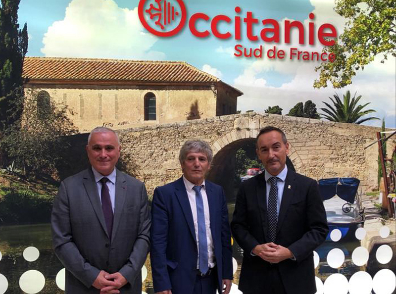 Responsables dels governs de Catalunya i Occitània al Saló Nàutic de París. (Foto: Ports de la Generalitat).