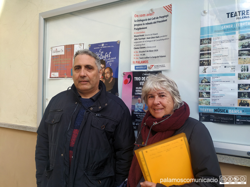 Lluís Corominas, president del Consell Local per la Republica, i Eulàlia Gili, de la territorial de l'ANC, avui a La Gorga.