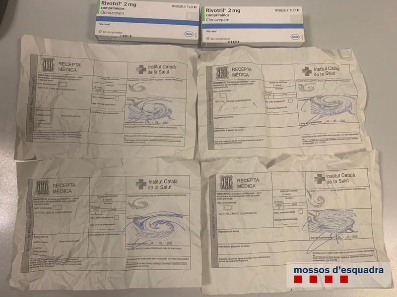 Receptes falses requisades pels Mossos. (Foto: Mossos d'Esquadra).