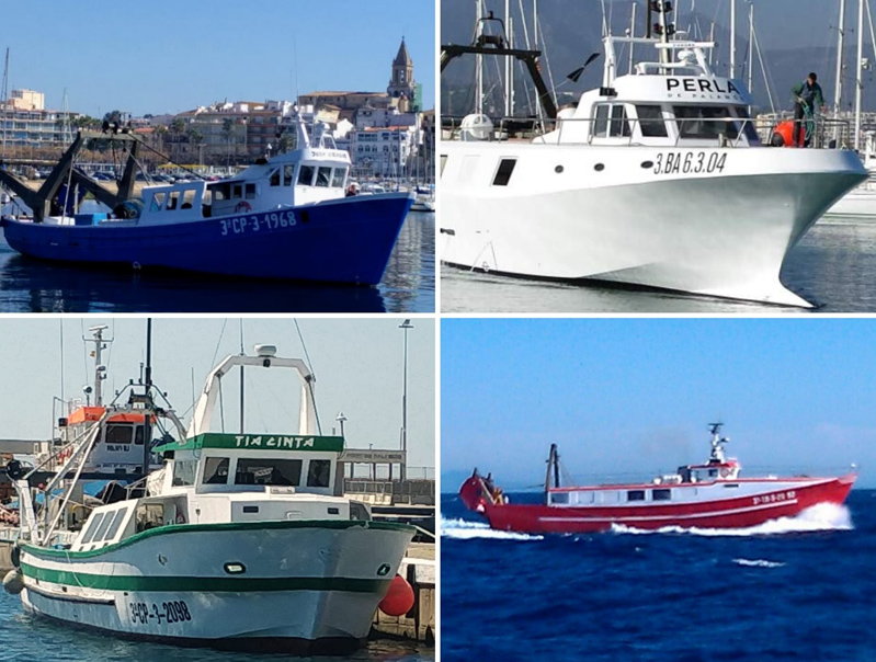 Les barques Mandorri, Juan y Virgilio, Perla de Palamós i Tia Cinta han aportat 8.000 euros per combatre el COVID19. (Foto: Ajuntament de Palamós).