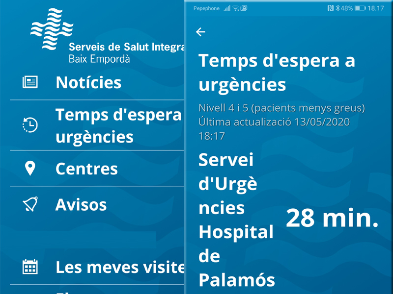 L'APP de SSIBE permet tenir avisos de les visites programades a l'hospital de Palamós o a l'atenció primària.