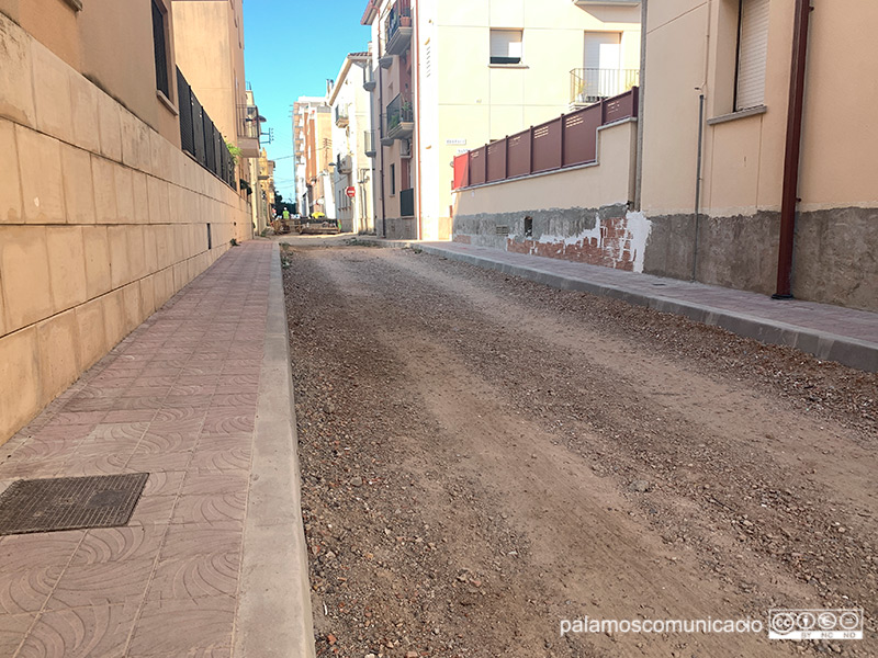 Estat de les obres al carrer de la Mercè, aquest matí.