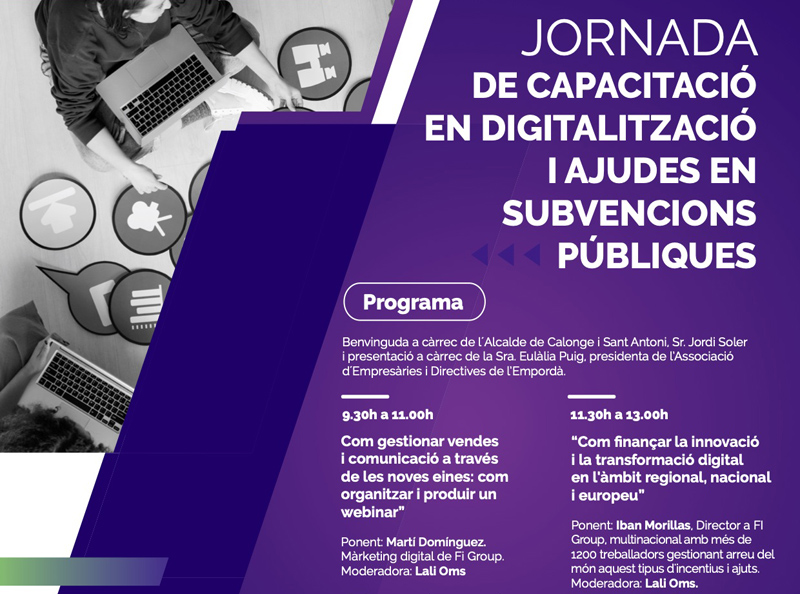 Cartell de les xerrades sobre digitalització empresarial. (Foto: Ajuntament de Calonge i Sant Antoni).