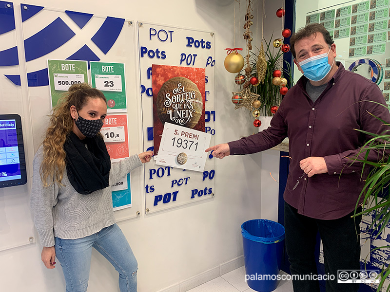 Per segon any consecutiu, l'administració número 1 de Palamós reparteix part d'un cinquè premi.