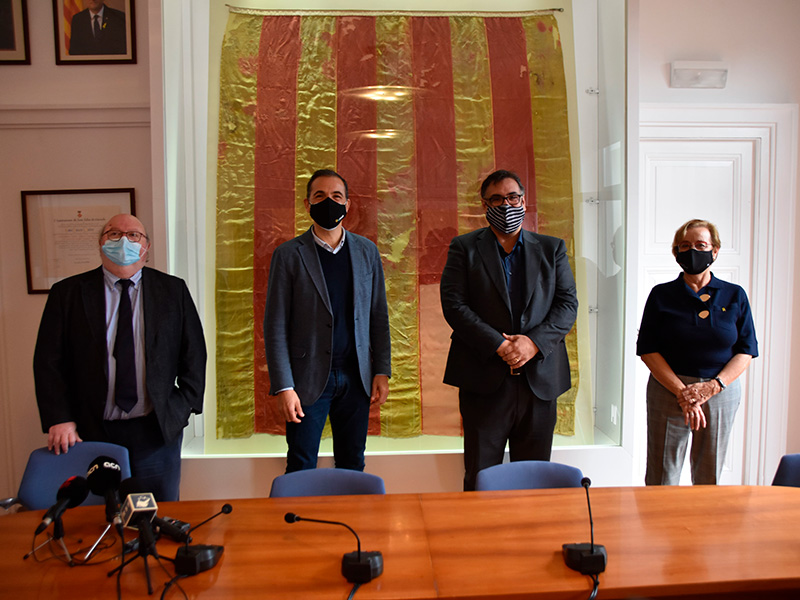La reunió dels quatre batlles, aquest passat dissabte. (Foto: Ajuntament de Sant Feliu de Guíxols).