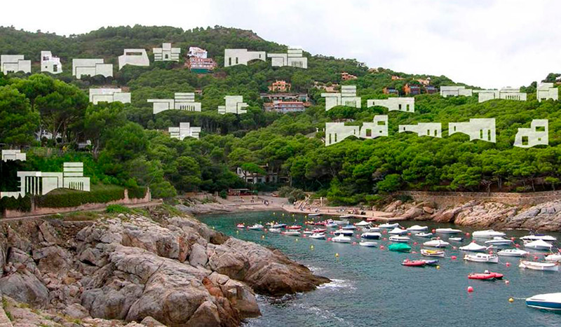 Fotomontatge d'Aiguafreda a Begur, on estava previst construir 3 hotels i més 260 vivendes i que ara no es faran. 